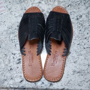Huaraches by Bear Paw Black Leather Sandal/Slides